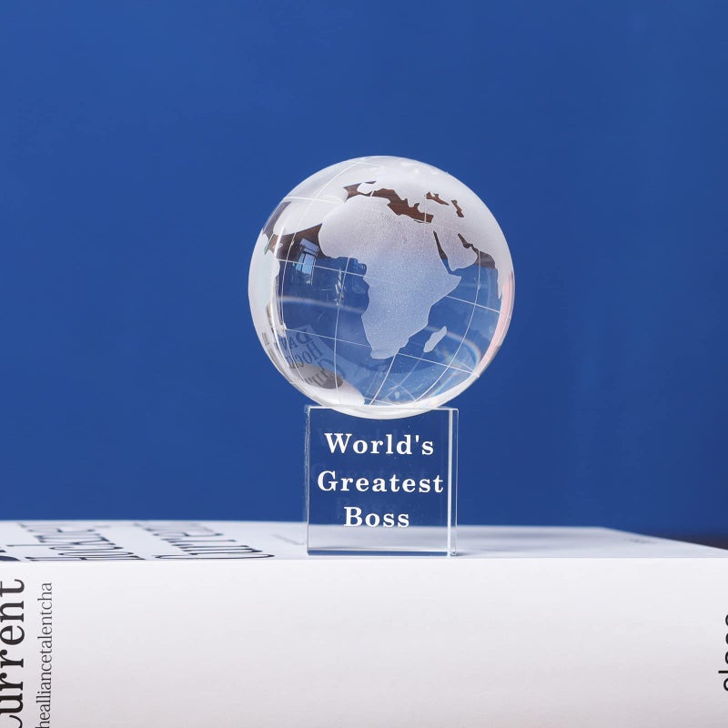 LONGWIN World's Greatest Boss 2.76" Crystal Globe Awards - Unique Gifts for Boss on Bosses Day, Birthday, Christmas, Thanks Giving Day - Image 4